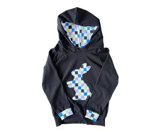 Kids Checkered Bunny Spring Easter Hoodie | Kids | Baby | Toddler