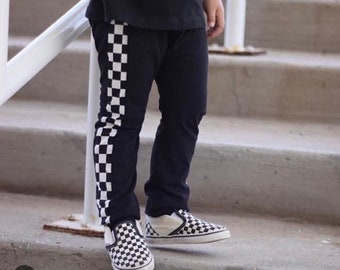 Checkered side stripe joggers