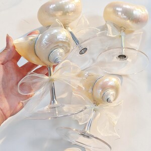 Handmade Shell Martini Glasses • Personalized Shell Wine Glasses • Wedding Bridesmaid Gift • 2025 Trending Bridesmaid Gifts • Christmas Gift