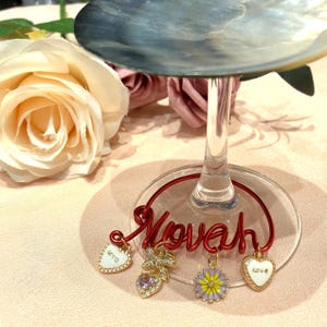 Customized Named Wine Glass Charms,Personalized Handmade Wine Glass Charms,Wedding Place Card Displays,Wine Glass Name Tags,Bridesmaid Gifts