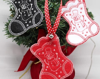 Embroidered Stocking Ornament - Snowflake