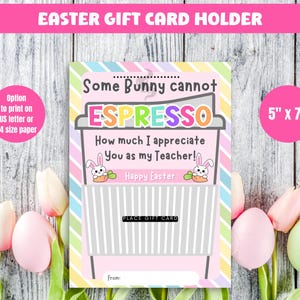 Porte-cartes café pour enseignant, Porte-cartes de Pâques pour enseignants, Porte-cartes de printemps, Porte-cartes Certains lapins ne peuvent pas expresso