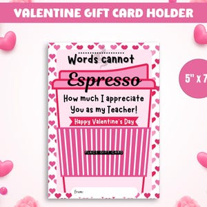 Porte-cartes café pour la Saint-Valentin pour les enseignants, Mots difficiles à expresso, Appréciation du personnel enseignant de la Saint-Valentin, Porte-cartes café pour la Saint-Valentin