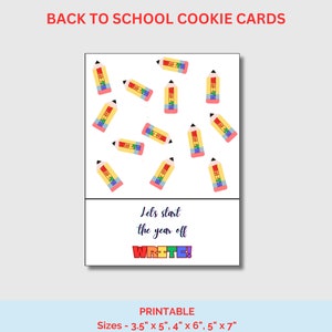Lápiz arco iris Comencemos el año escribiendo tarjeta de galletas, etiqueta de regalo de lápiz de colores primarios, tarjeta de galletas de tratamiento BTS, año escolar brillante