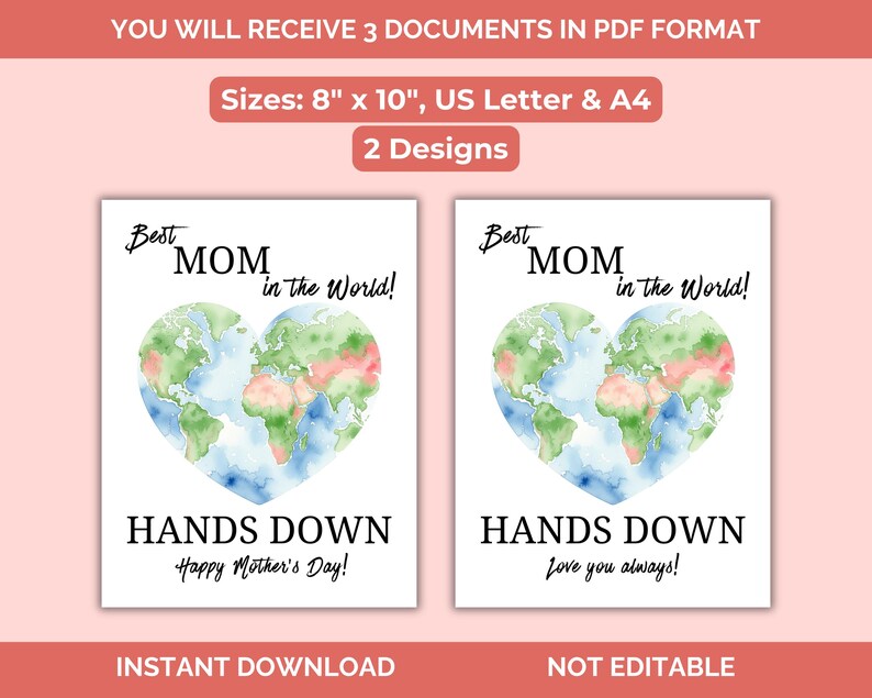 Best Mom Hands Down Handprint Craft, Mothers Day Handprint Craft, Kids ...