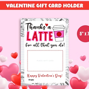 Porte-cartes pour la Saint-Valentin pour les enseignants, porte-cartes Merci un latte, appréciation du personnel enseignant pour la Saint-Valentin, porte-cartes café pour la Saint-Valentin