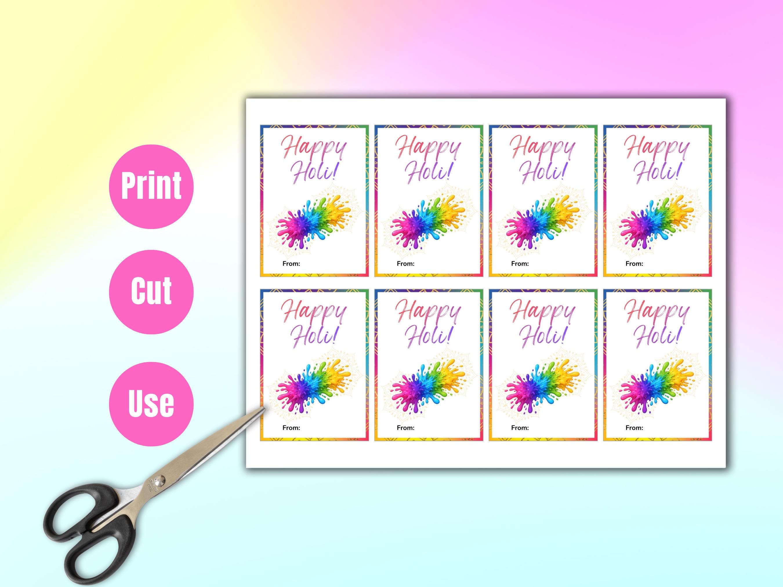 Happy Holi Gift Tags Printable, Holi Festival Sticker, Festival of ...