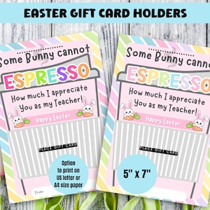 Porte-cartes café pour enseignant, Porte-cartes de Pâques pour enseignants, Porte-cartes de printemps, Porte-cartes Certains lapins ne peuvent pas expresso