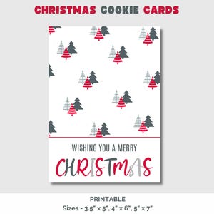 Tarjeta de galleta con forma de árbol de Navidad rojo y negro, etiqueta decorativa con texto "Te deseo una feliz Navidad", obsequio para fiesta de actividades en el aula, agradecimiento a los maestros