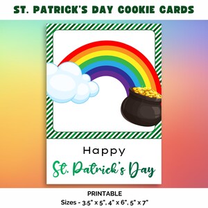 Tarjeta de galletas del Día de San Patricio, Feliz Día de San Patricio, Tarjeta de galletas "Olla de Oro Arcoíris", Artículos para fiestas de San Patricio, Empaque de galletas de San Patricio