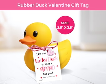 Rubber Duck Valentine Gift Tag, Im A Lucky Duck Printable, Non Candy Classroom Valentine