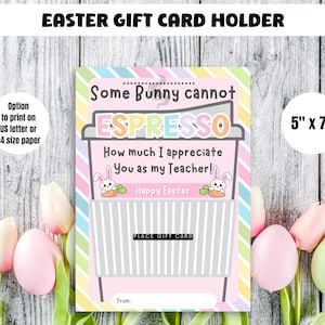 Porte-cartes café pour enseignant, Porte-cartes de Pâques pour enseignants, Porte-cartes de printemps, Porte-cartes Certains lapins ne peuvent pas expresso