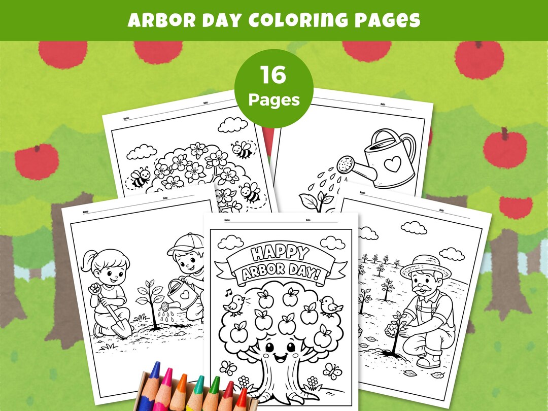 Arbor Day Coloring Pages for Kids Printable, Earth Day Activity for ...