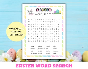 Recherche de mots de Pâques à imprimer pour les enfants, jeu de société de recherche de mots de Pâques, feuille de recherche de mots de printemps, livre de puzzle de recherche de mots de Pâques, chasse aux mots