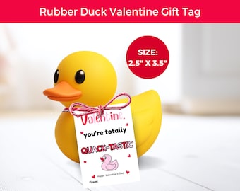Rubber Duck Valentine, Youre Totally Quacktastic Gift Tag, Printable Non Candy Classroom Valentine