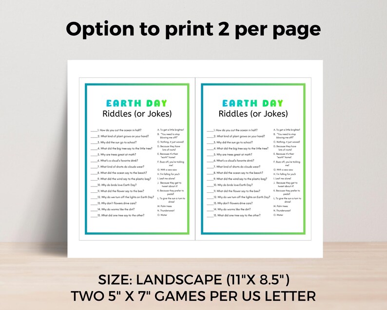 Earth Day Math Riddles Earth Day Riddles for Kids Printable Game, Funny Earth Day Jokes, Earth ...