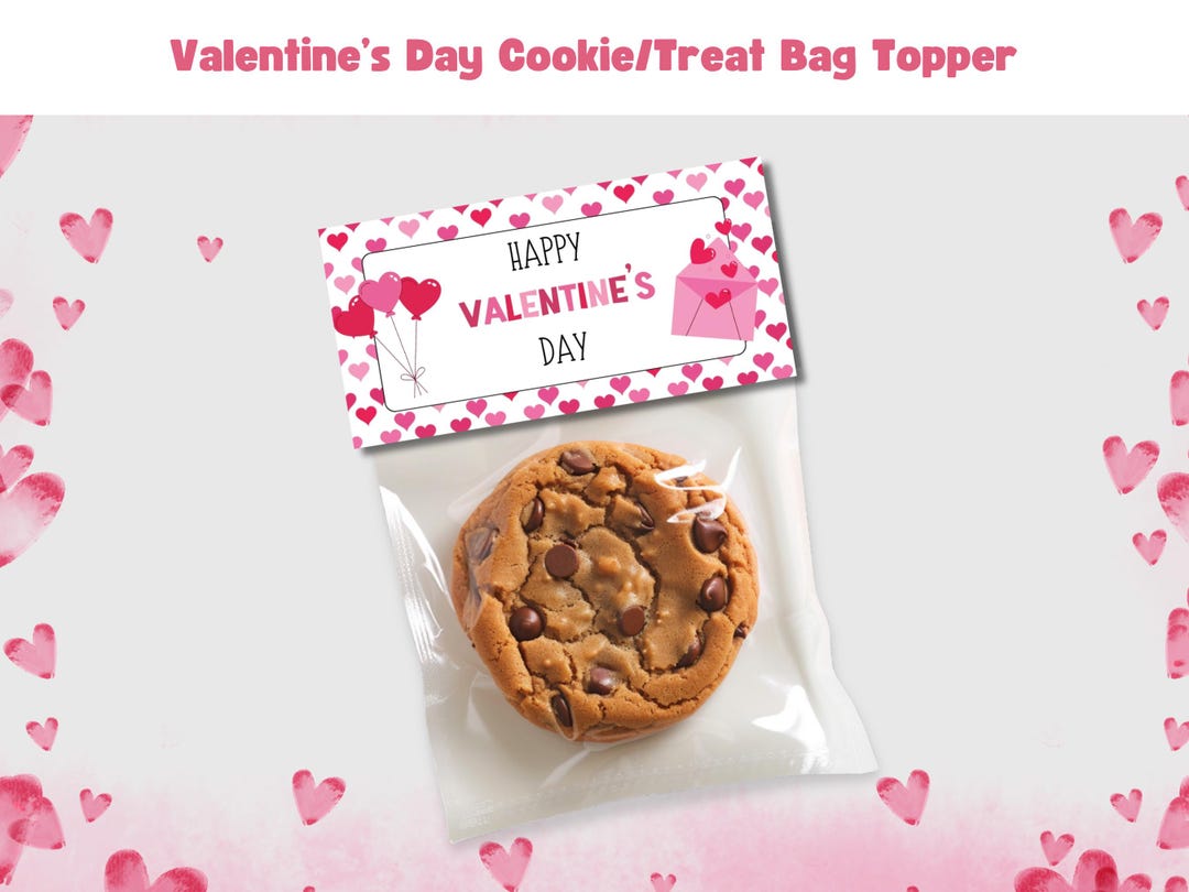 Valentines Day Treat Bag Topper, Happy Valentines Day Cookie Candy Bag ...