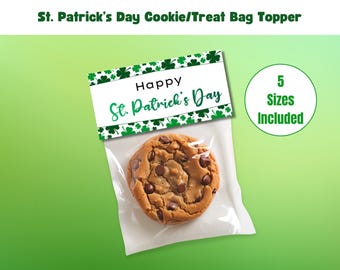 St Patricks Treat Bag Topper, St Patricks Party Supplies, St Patricks Classroom Favor, Printable St Patricks Topper, Cookie Candy Goodie Bag