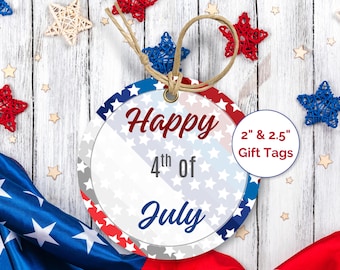Etiquetas de regalo para el 4 de julio, etiquetas de recuerdo para el 4 de julio, decoración para fiestas patrióticas, etiqueta para galletas del Día de la Independencia, etiqueta de regalo con forma de estrella.