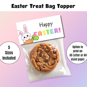 Easter Treat Bag Topper Printable, Happy Easter Favor Bag Tag, Easter Goodie Bag Tag, Easter Classroom Party Favor, Pastel Easter Decor