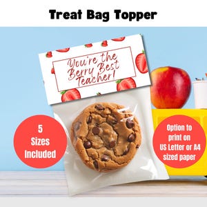 Youre The Berry Best Gift Tag, Teacher Appreciation Treat Bag Topper,A4 Strawberry Printable,End Of Year Educator Staff Volunteer Thank You