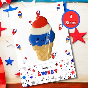 Have A Sweet 4 juli-koekjekaart, patriottische ijslolly kawaii koekjeslabel, Independence Day Ice Cream Cookie Backer, 4 juli-gunst