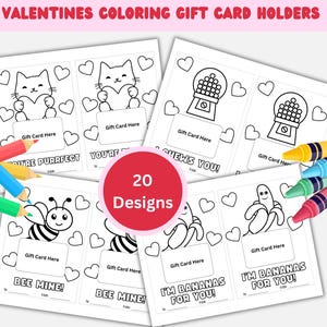 Valentinstag Geschenkkartenhalter, Kinder Valentinstag Malkarten, personalisierte Valentinstag Farbe im Geschenkkartenhalter, Valentinstag Malseiten