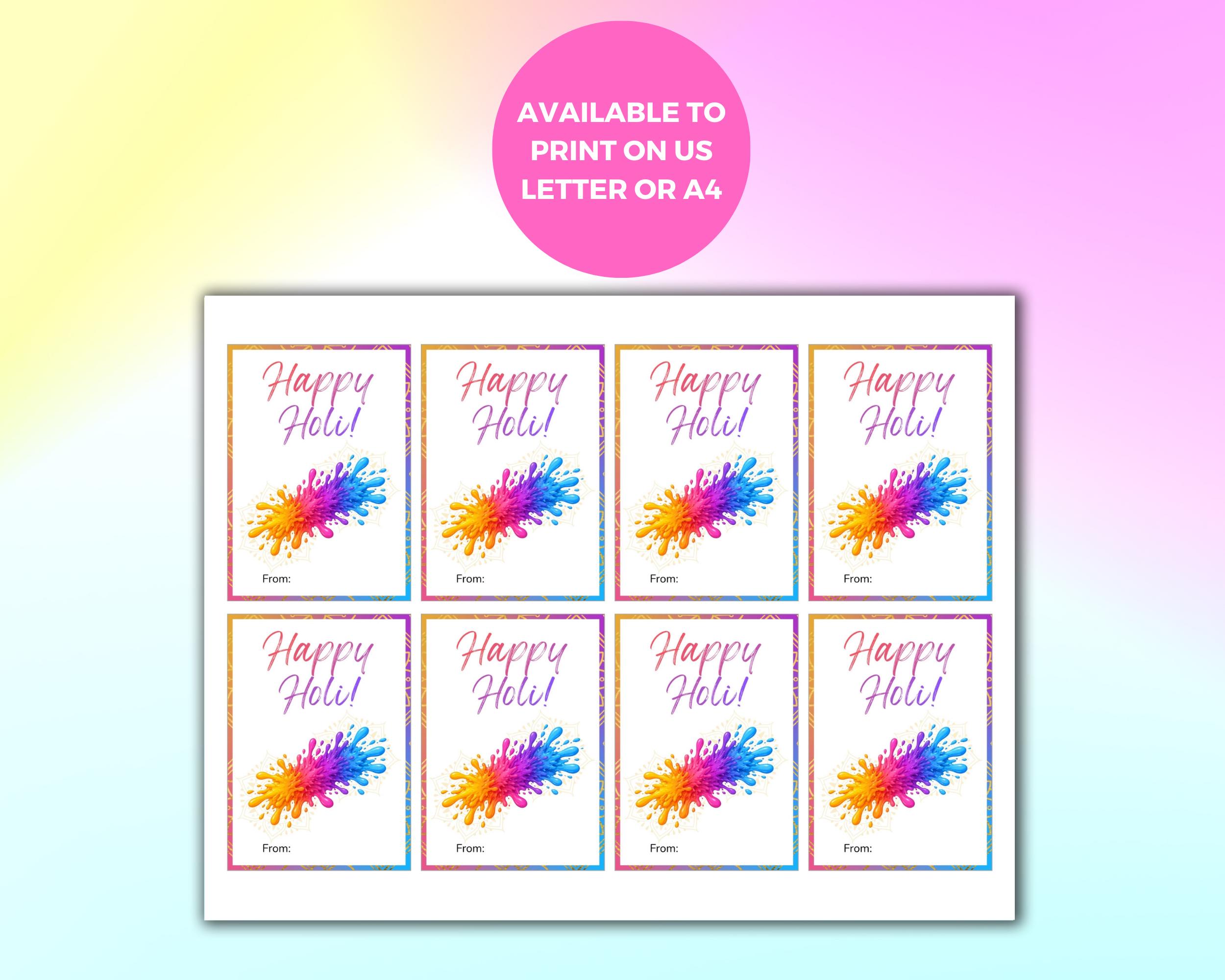 Happy Holi Gift Tags Printable, Holi Festival Sticker, Festival of ...