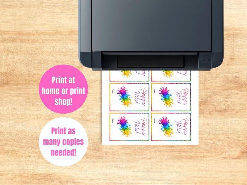 Happy Holi Gift Tags Printable, Holi Festival Sticker, Festival of ...
