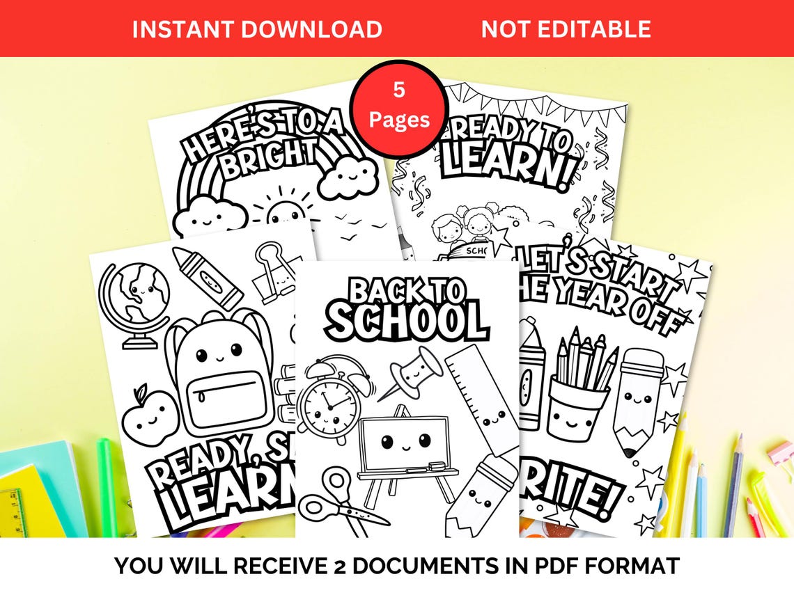 Back to School Coloring Pages for Kids Printable, First Day of School ...