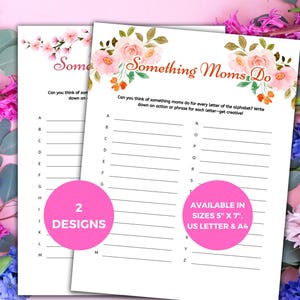 Mothers Day A To Z Game, Mother Day Alphabet Activity Sheet, Printable Activity For Kids Adults Brunch Party, Floral Sunday School Worksheet