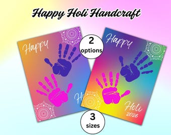 Happy Holi Handprint Craft Activity, Colorful Indian Festival Handprint Keepsake, Holi Kids Art, Preschool Classroom Craft