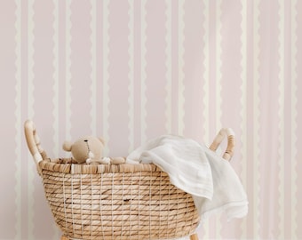 Pink Wavy Stripe Wallpaper for Baby Girl Nursery, Girls Bedroom, Playroom | Grandmillennial, Preppy, Cottagecore, Coquette, Girly