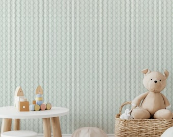 Green Dash Striped Wallpaper | Modern Preppy Nursery, Playroom, Bedroom, Shared Room | Gender Neutral