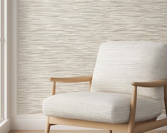 Wicker Brown Beige Wabi Sabi Lines Wallpaper | Organic Modern, Minimalist, Heritage, Japandi Style