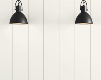Light Cream Wallpaper With Stripes Faux Paneling 6 In Wide | Neutral Modern Farmhouse | Peel n Stick or Pre Pasted in Tongue and Groove Look
