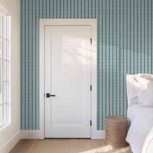 Seafoam Green Stripes Modern Minimal Wallpaper | Kids Playroom Bedroom Preppy Dorm Genderless Wallpaper Coastal Teal Shared Twin Nursery