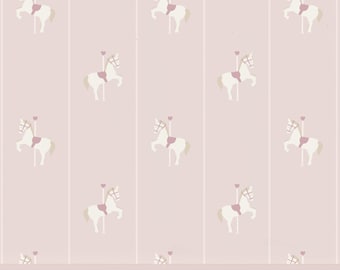 Carousel Horse Wallpaper in Light Pink and Cream | Baby Girl Nursery, Girls Room, Equestrian Pony Theme
