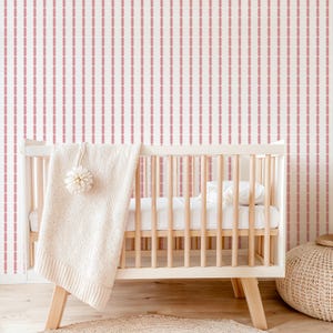 Baby Girl Stripes Wallpaper Nursery Girls Room Pink and White Stripe Playroom Modern Wallpaper Vertical Striped Luxury Preppy Boho Wallpaper
