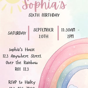 Rainbow Party Invite