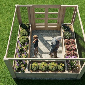 10&#39;x10&#39; Raised Garden Bed Plans – DIY Enclosed Sheltered Garden with Fence and Planting Box