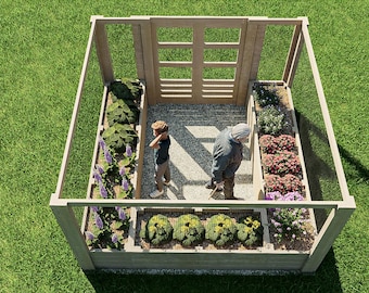 10&#39;x10&#39; Raised Garden Bed Plans – DIY Enclosed Sheltered Garden with Fence and Planting Box