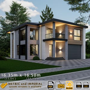 Modern 5-Bedroom Villa House Plan – Two-Story Design (PDF, DWG & 3D Files: Blend, Fbx, Dae)