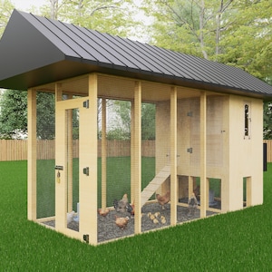 DIY鶏小屋の設計図 PDF: 6x14 ウォークイン断熱設計 (鶏16～18羽用)