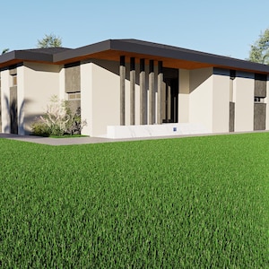 Modern 2-bedroom Villa Plan – Single Story House Design – DWG & PDF