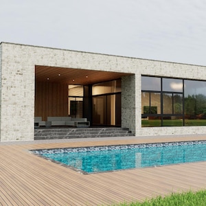 Modern 3 Bedroom House Plan With Pool: PDF, DWG & 3D Model - Etsy