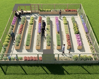 40&#39;x40&#39; DIY Raised Garden Bed Plans – Enclosed Sheltered Garden with Fence, Planting Box, Storage & Sitting Area