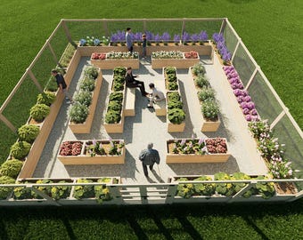 30&#39;x30&#39; Raised Garden Bed Plans – DIY Enclosed Sheltered Garden with Fence and Planting Box