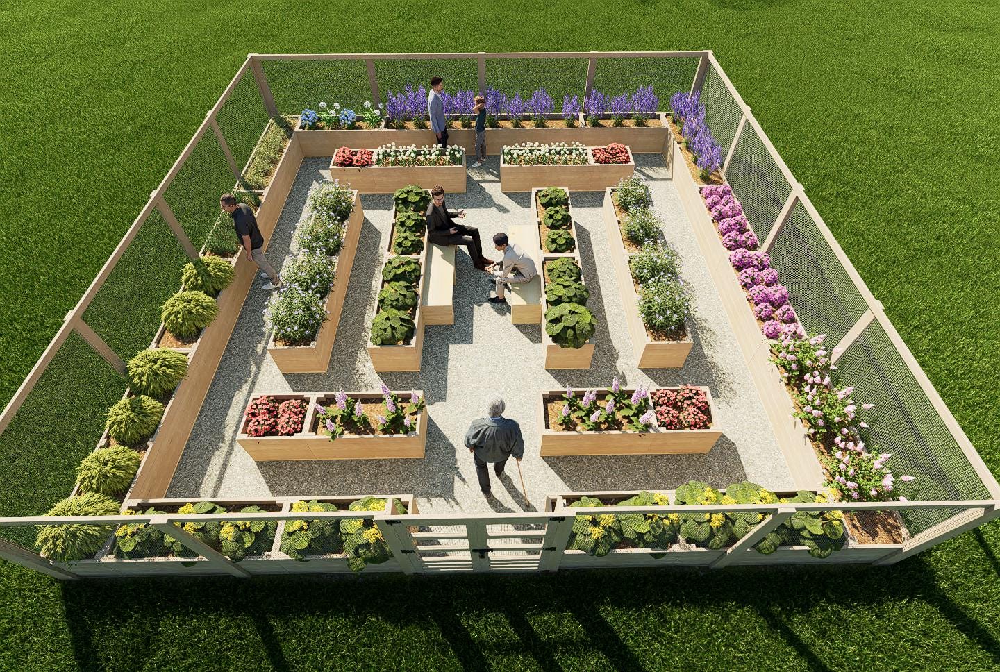 30'x30' Raised Garden Bed Plans – DIY Enclosed Sheltered Garden with Fence and Planting Box
