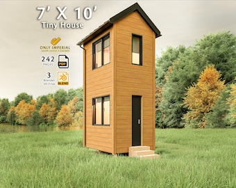 Tiny Cottage Design: 1-Bedroom Loft Project (7'x10') (PDF+3D Model)